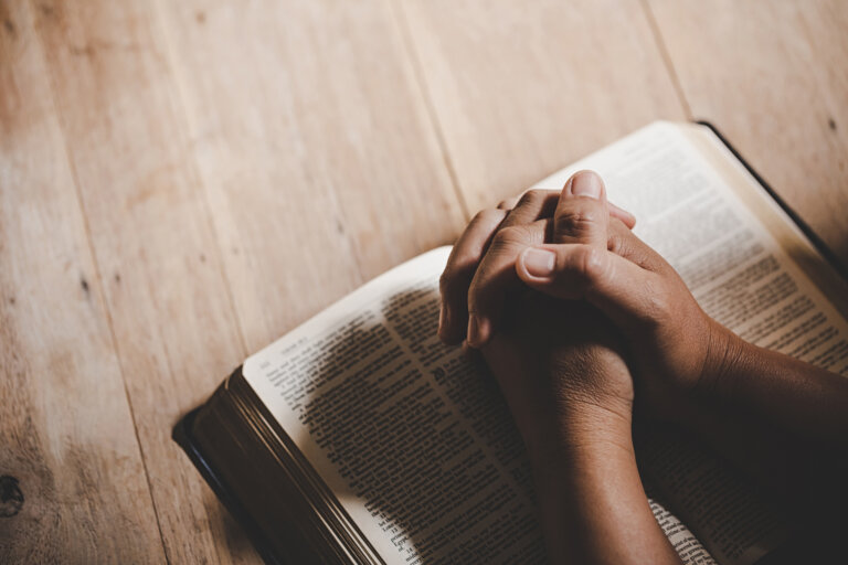 spirituality religion hands folded prayer holy bible church concept faith