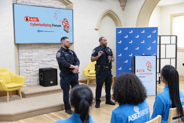 Police Officers addressing students 